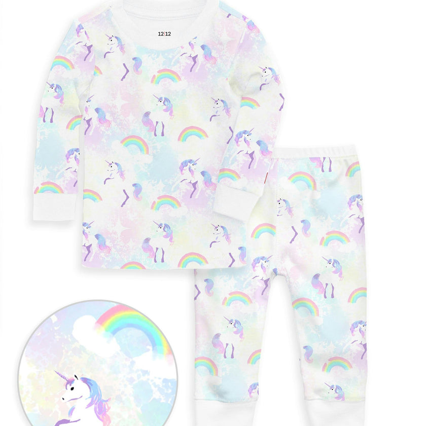 The Organic Long Sleeve Pajama Set [Unicorns and Rainbows]