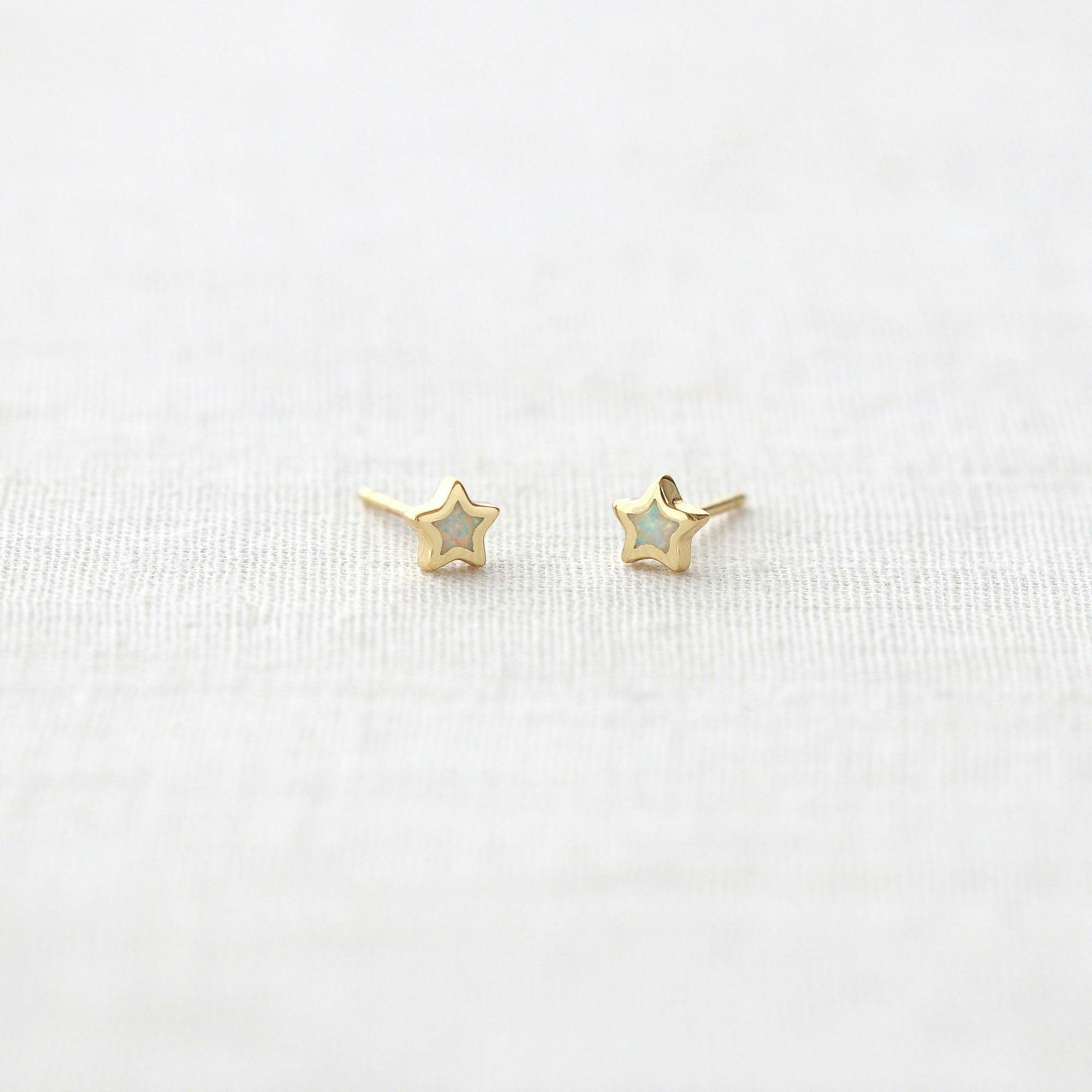 Opal Star Stud Earrings