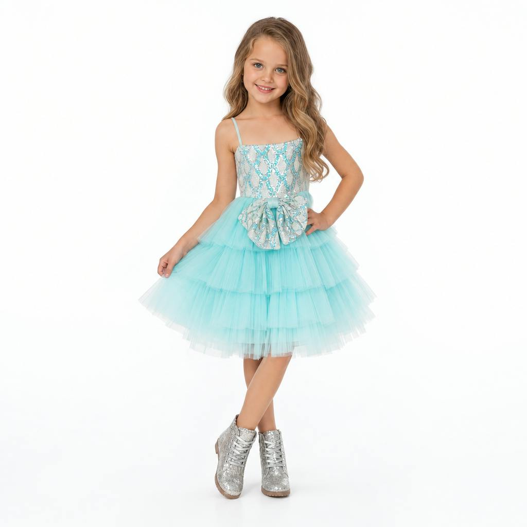 Sparkling Sea Fairy Mermaid Sequin Flower Girl Dress