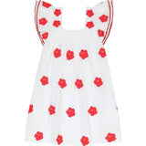 Women's Square Neck Embroidered Short Sleeve Mini Dress, Pink