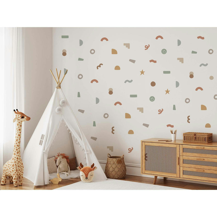 Peel & Stick Fabric Wall Stickers - Abstract Shapes (Earth