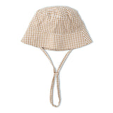 Organic Bucket Sun Hat - Caramel Check
