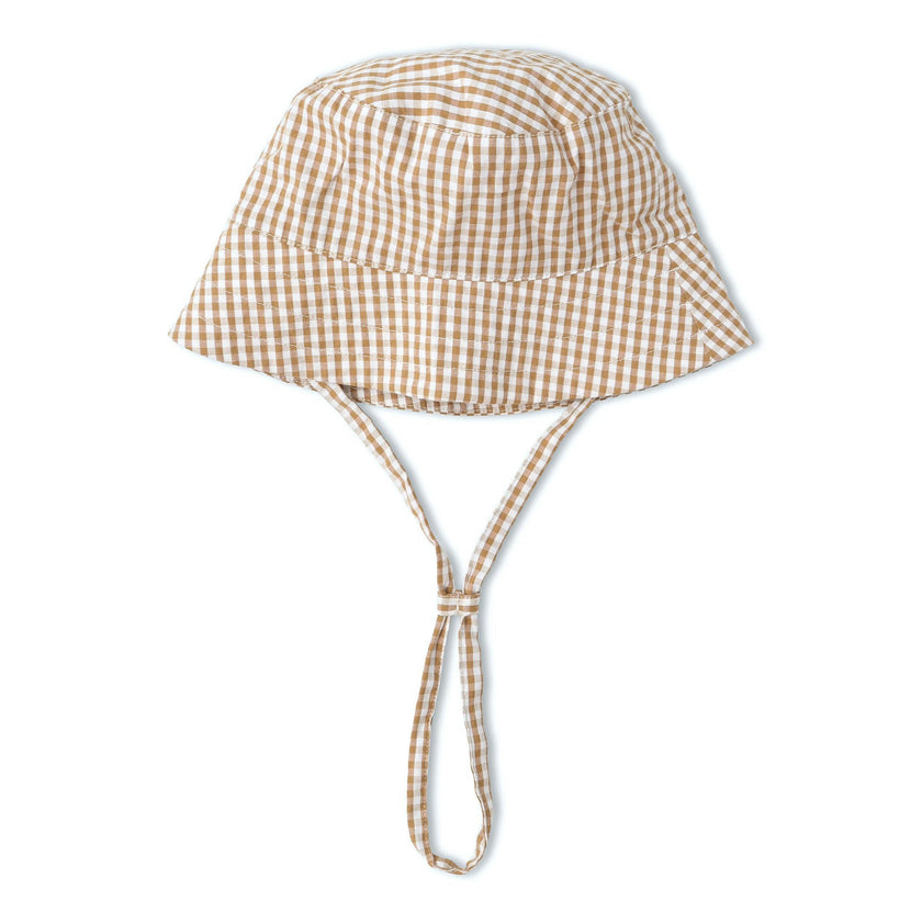 Organic Bucket Sun Hat - Caramel Check
