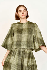 Provence Top in Olive Plaid