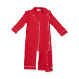 Ribbon Red - Knit Flame Resistant Long Sleeve Coat Style Romper