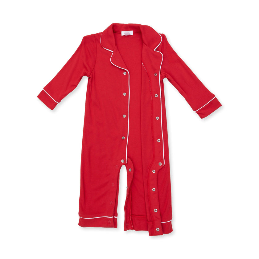 Ribbon Red - Knit Flame Resistant Long Sleeve Coat Style Romper