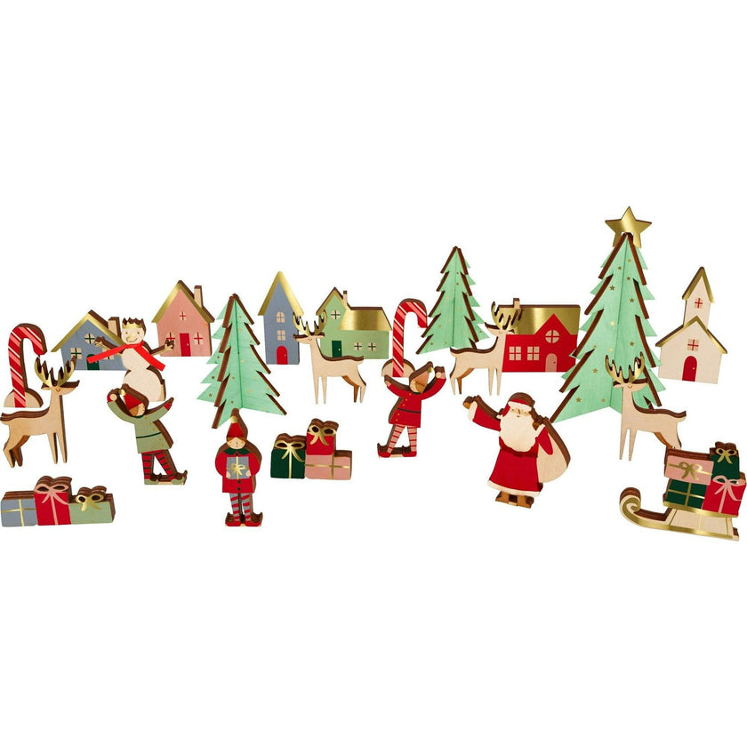 Festive Village Wooden Advent Calendar