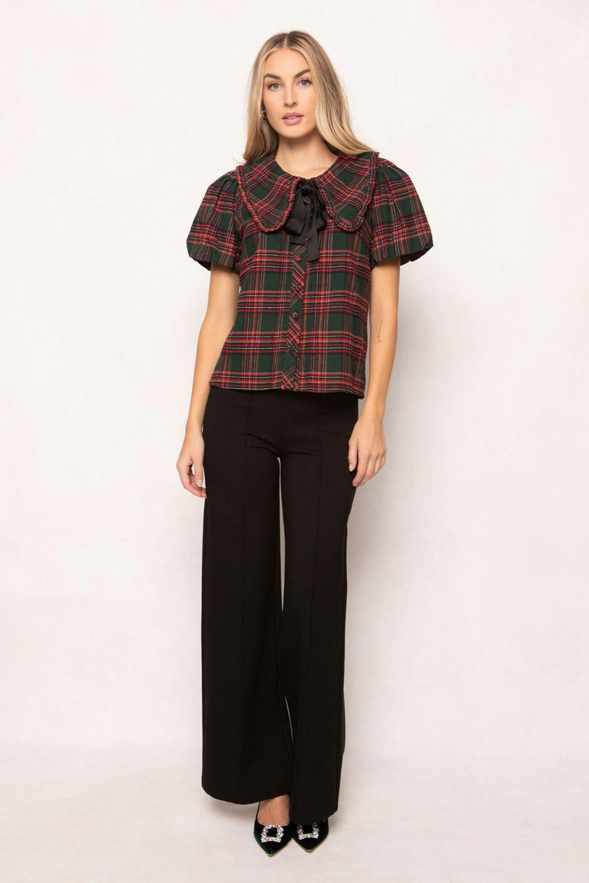 Andrea Blouse in Evergreen Plaid