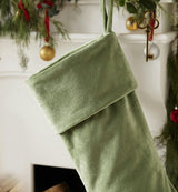 Classic Moss Green Velvet Handmade Christmas Stocking- 20"
