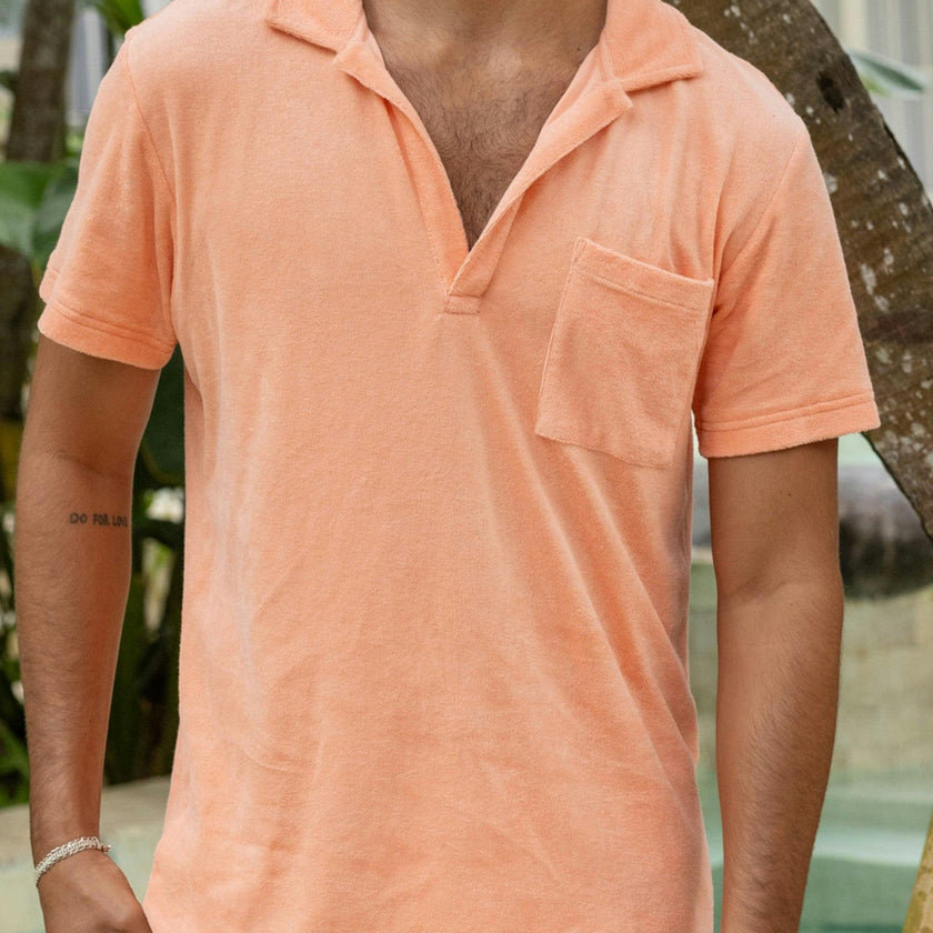 The Tropicana - Coral Terry Polo Men's Shirt