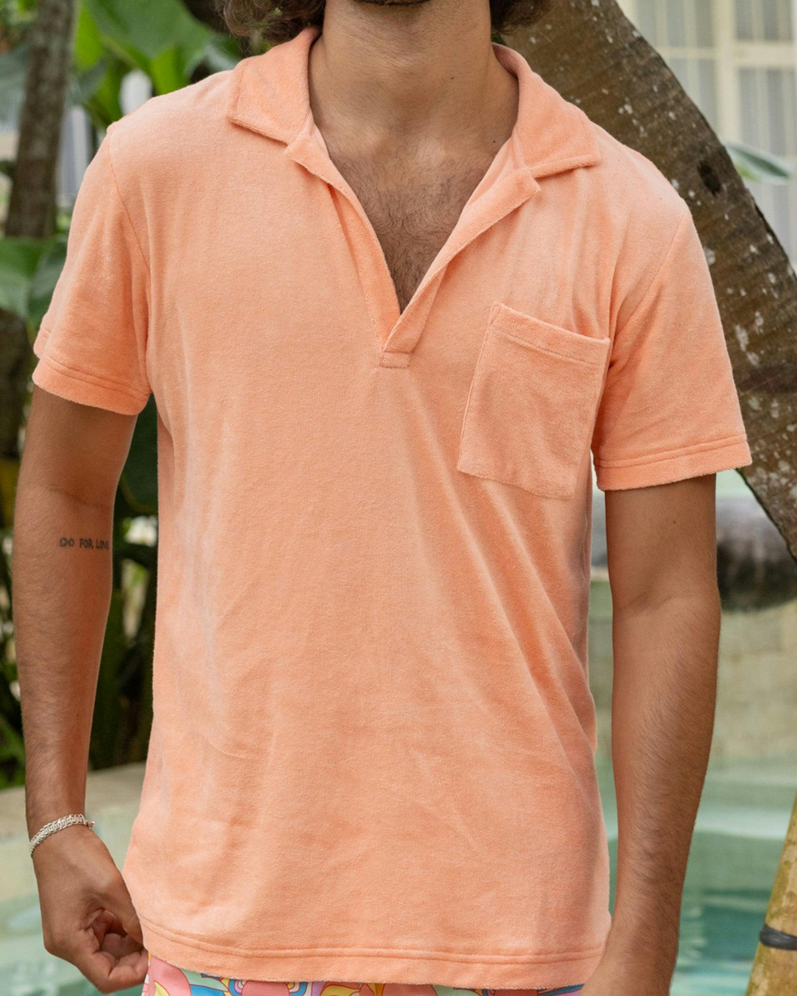 The Tropicana - Coral Terry Polo Men's Shirt