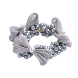 Pearl Cluster Bow Scrunchie Set