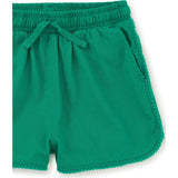 Pom-Pom Rounded Edge Drawstring Gym Shorts, Green
