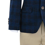 Blue Plaid Suit with Beige Accents