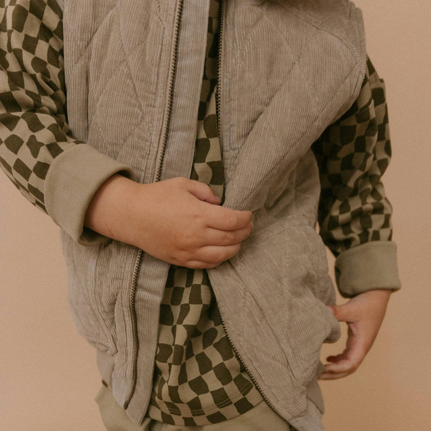 Organic Sleeveless Quilted Corduroy Jacket