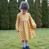 Toddler All-Over Print Lace Trim Long Sleeve Dress