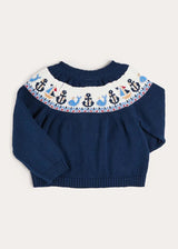 Nautical Fair Isle Cardigan in Navy (6mths-6yrs)
