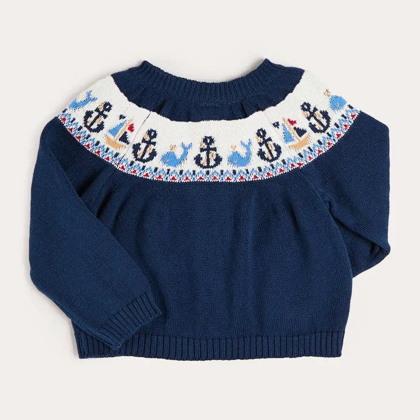 Nautical Fair Isle Cardigan in Navy (6mths-6yrs)