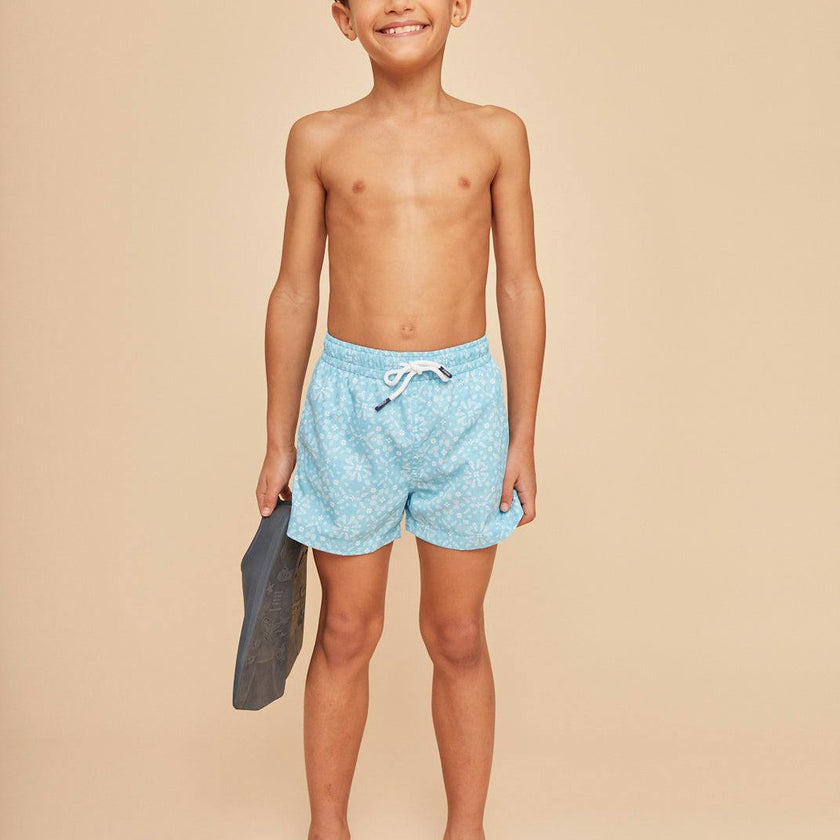 Sky Blue Bandana Boys' Swim Shorts