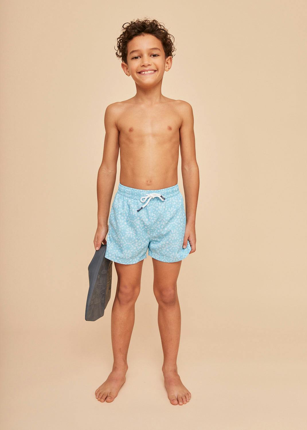 Sky Blue Bandana Boys' Swim Shorts