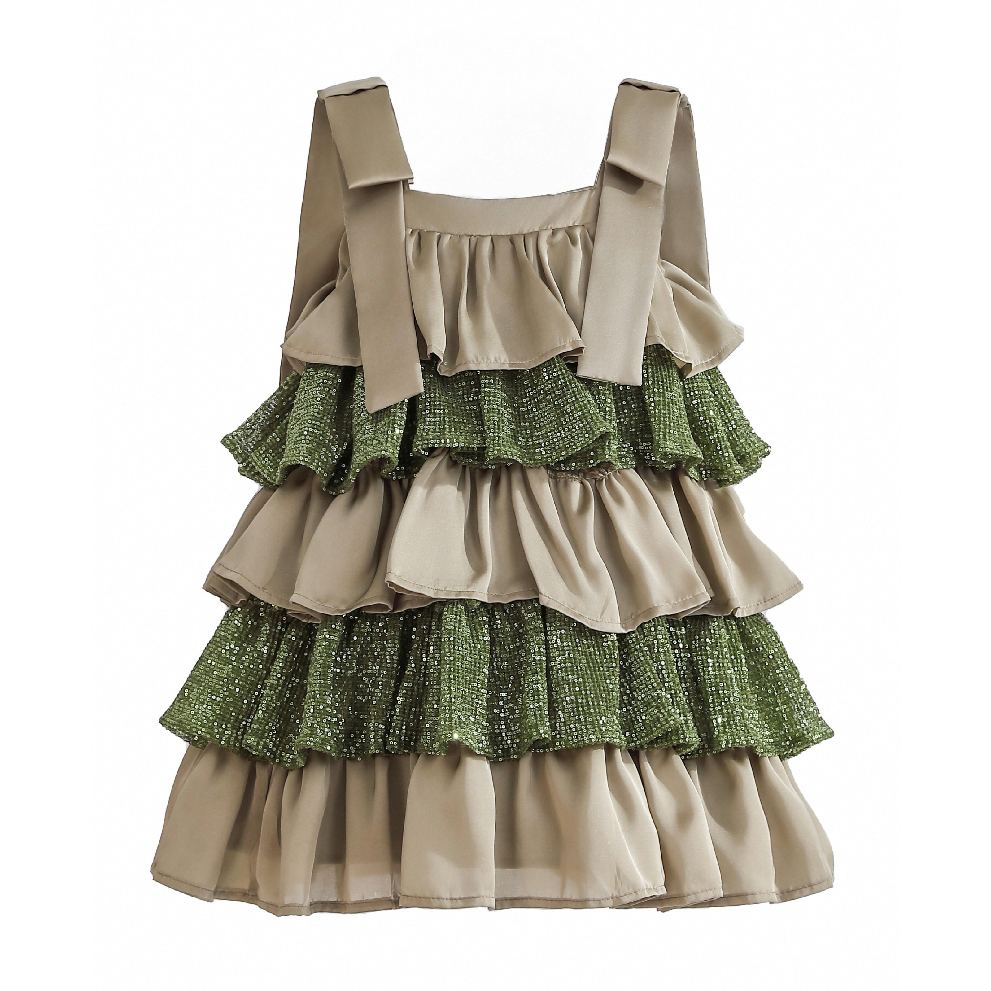 Green Bellamy Ruffle Sequin Dress