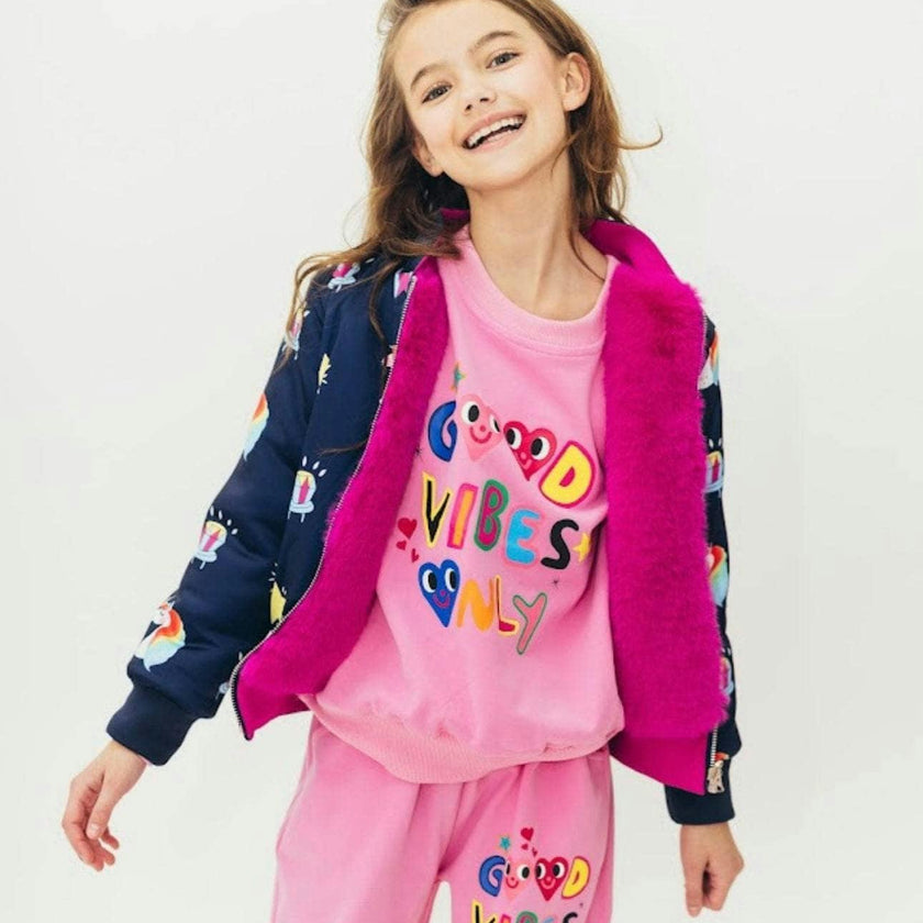 Good Vibes Only Print Sweatshirt And Pant Set