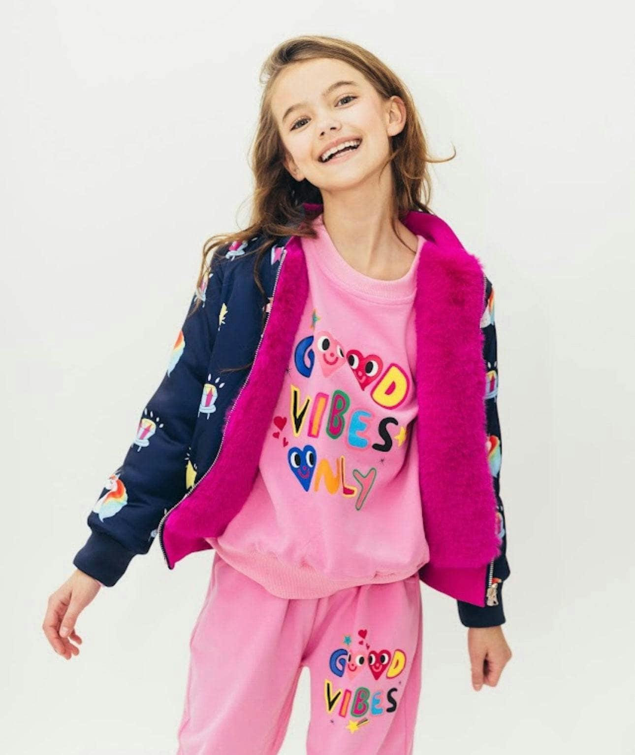 Good Vibes Only Print Sweatshirt And Pant Set