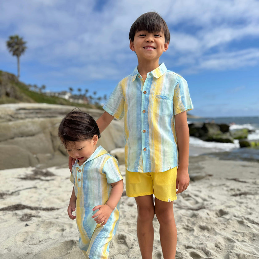 LEMON / BLUE STRIPE  NEWPORT WOVEN SHIRT