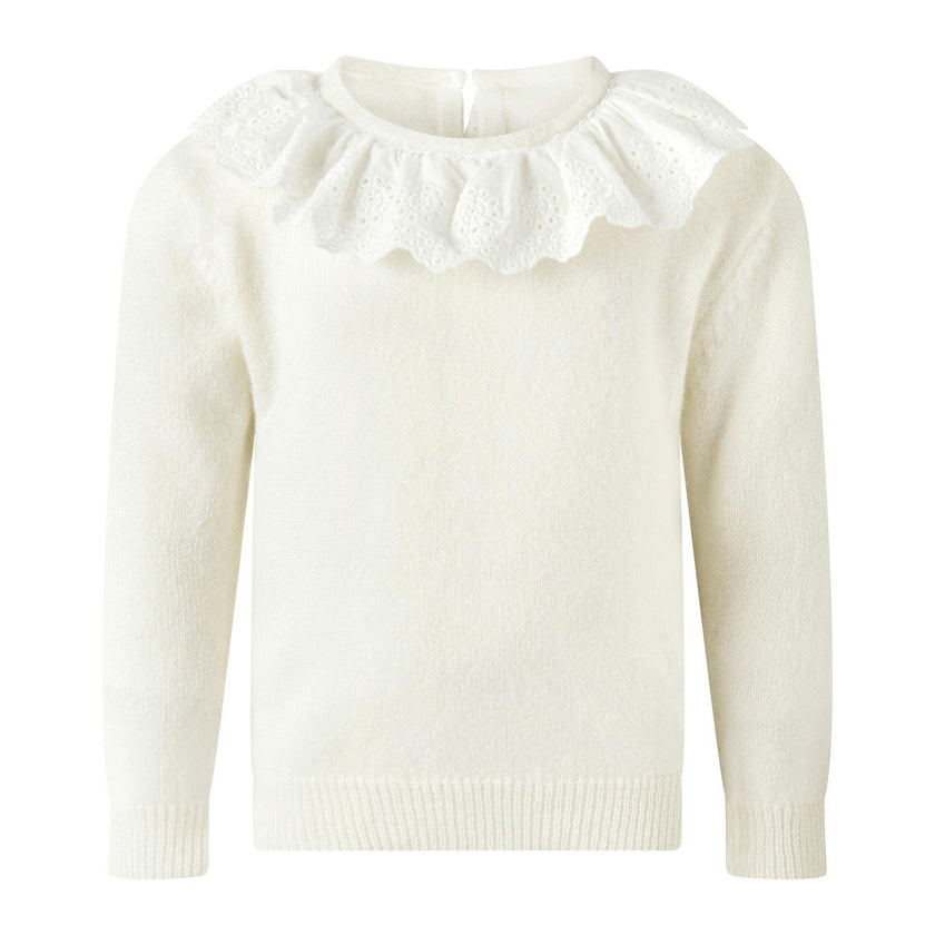 Ivory Cashmere Set with Broderie Collar