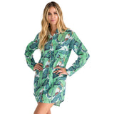 Women's Martinique® Green Banana Leaf Night Shirt - Organic Cotton Poplin