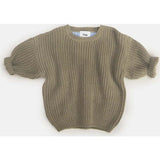 Chunky Ribbed Knit Round Neck Long Sleeve Wide Boxy Fit Sweater