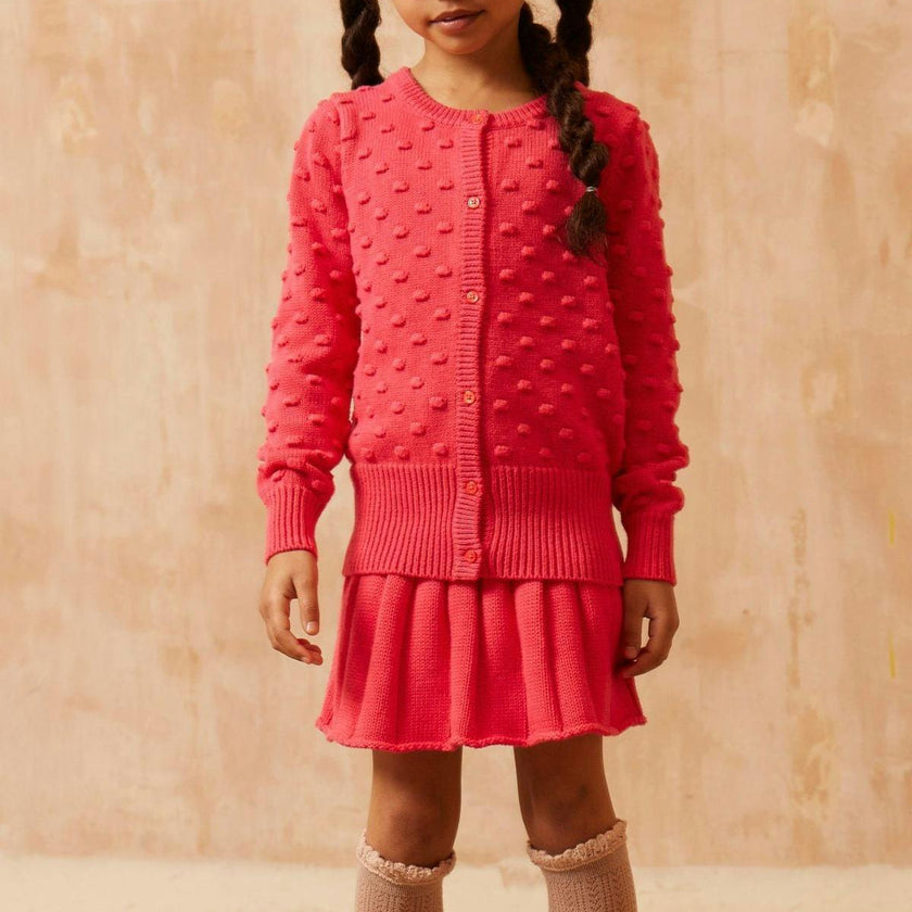 Popcorn Knit Cardigan | Raspberry