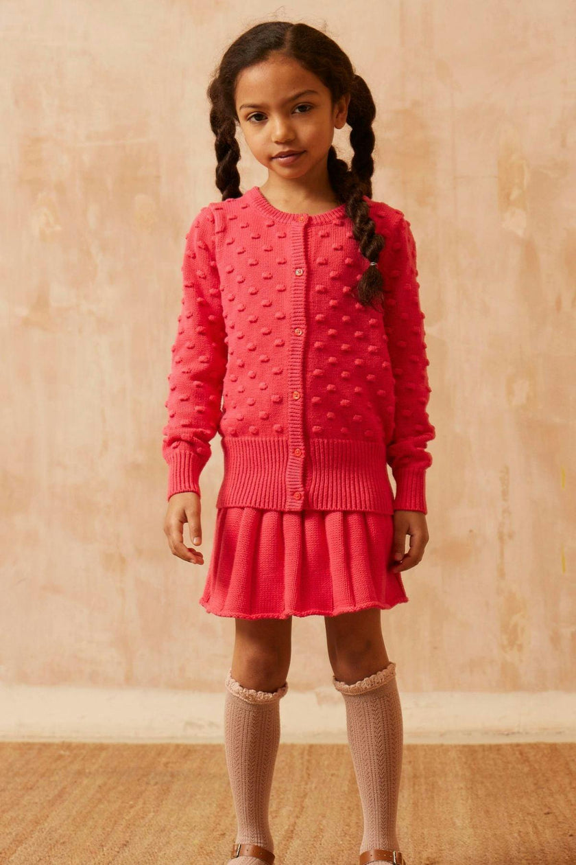 Popcorn Knit Cardigan | Raspberry