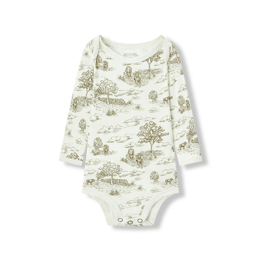 Country Toile Luxe Stretch Long Sleeve One Piece