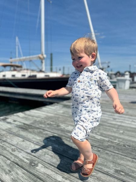 MOLOKAI Navy Boats Printed Romper