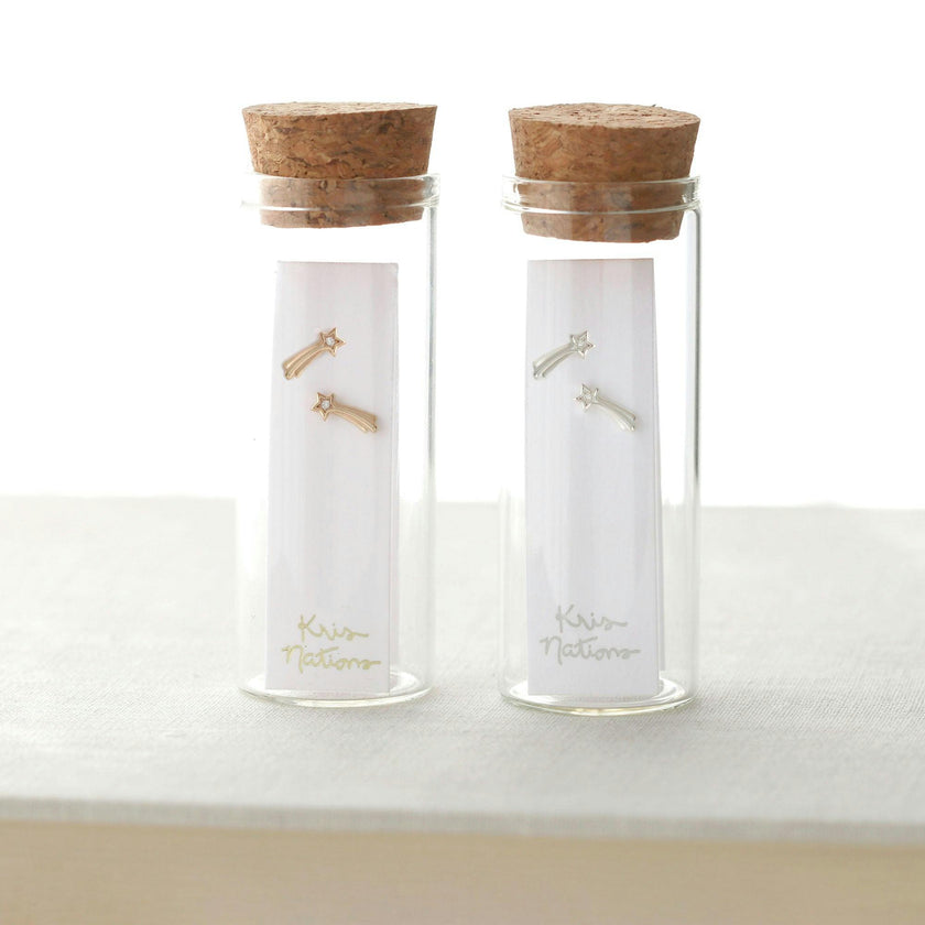 Shooting Star with Crystals Stud Earrings