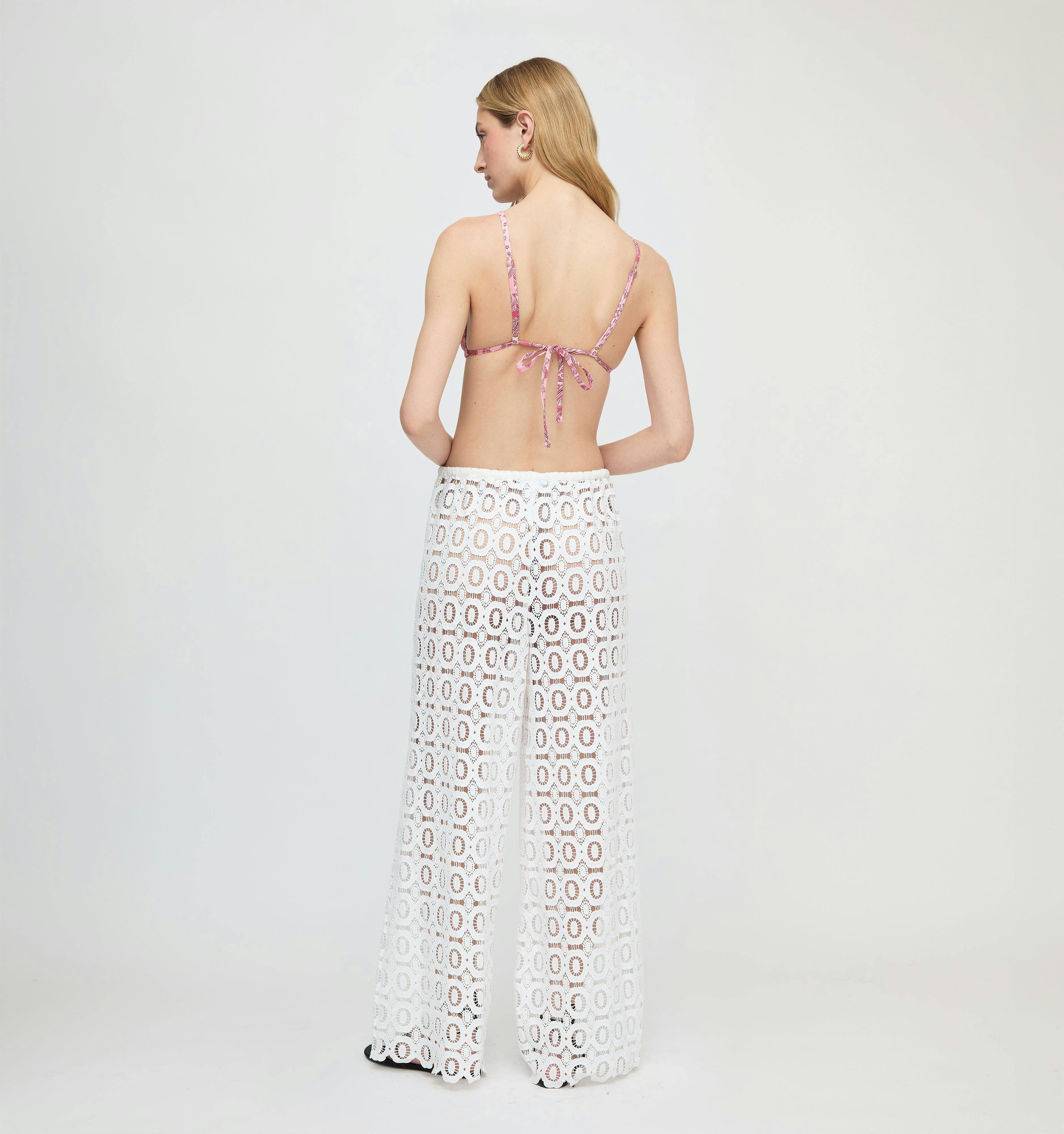 The Kaya Pool Pant - White Broderie