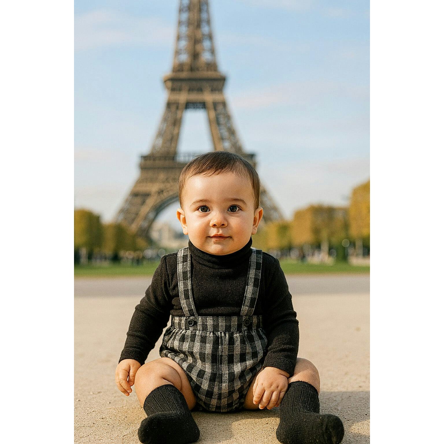 Plaid Collar Boys Overalls