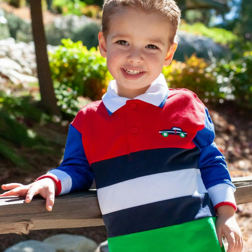 Jersey Knit Polo With Race Car