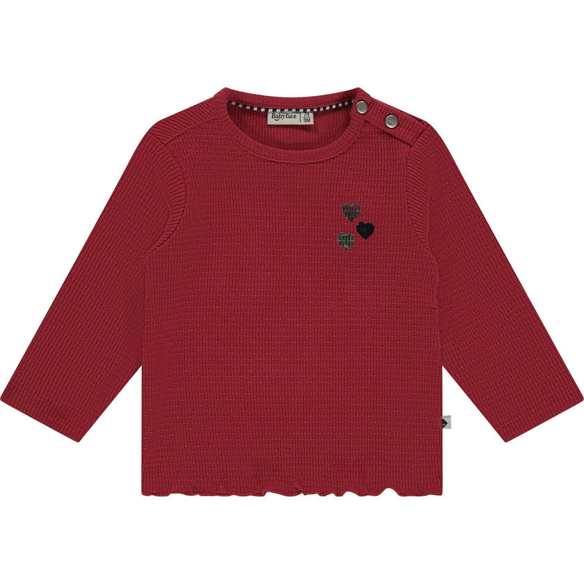 Textured Heart Embellished Long Sleeve