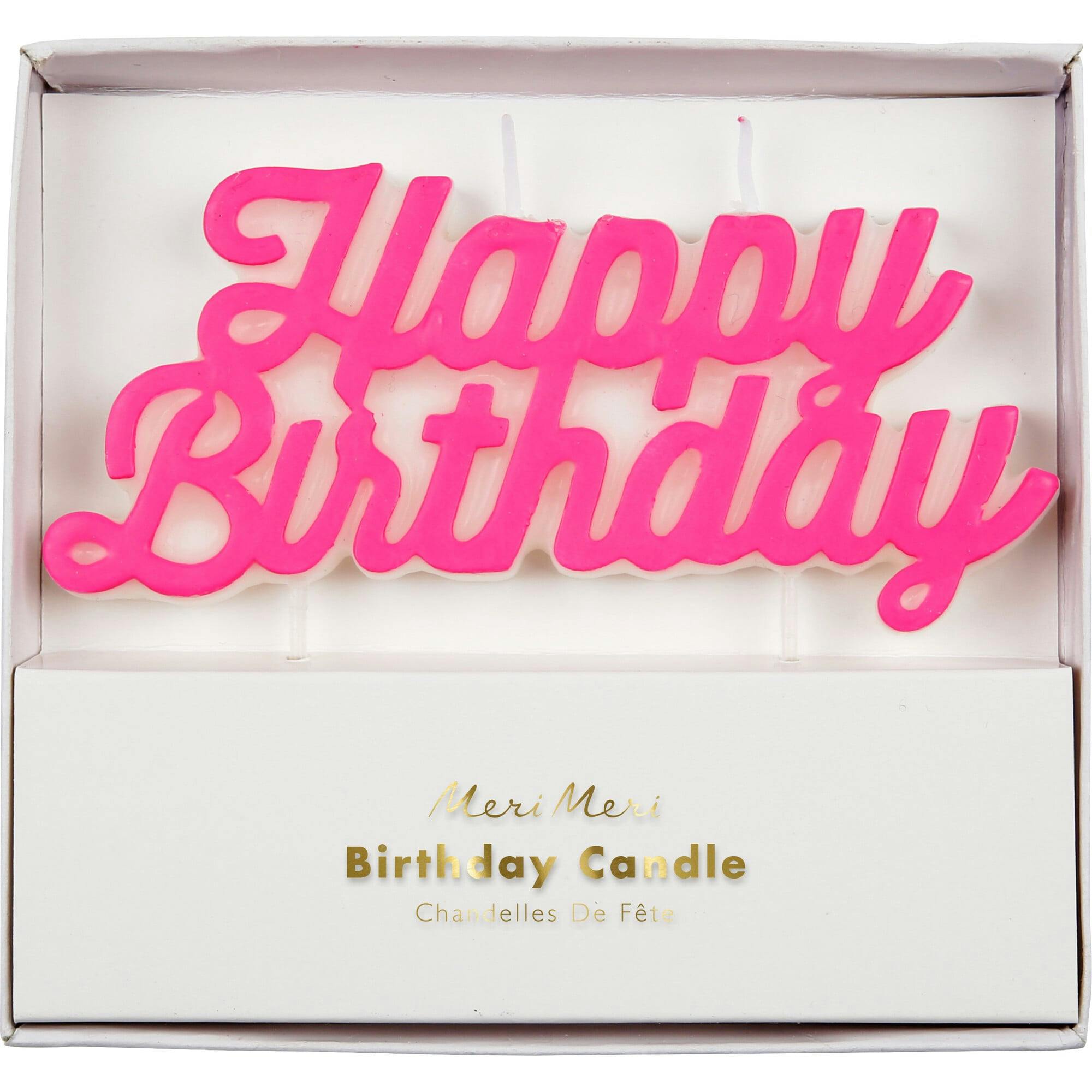Pink Happy Birthday Candle