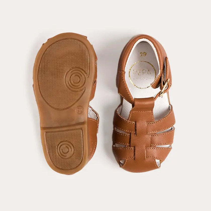 Woven Leather Fisherman Sandals in Brown (20-27EU)
