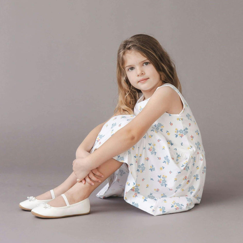 Organic Sleeveless Knit Tank Dress, White