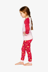 Organic Cotton Two Piece Pajama Set Red Gingerbread Print