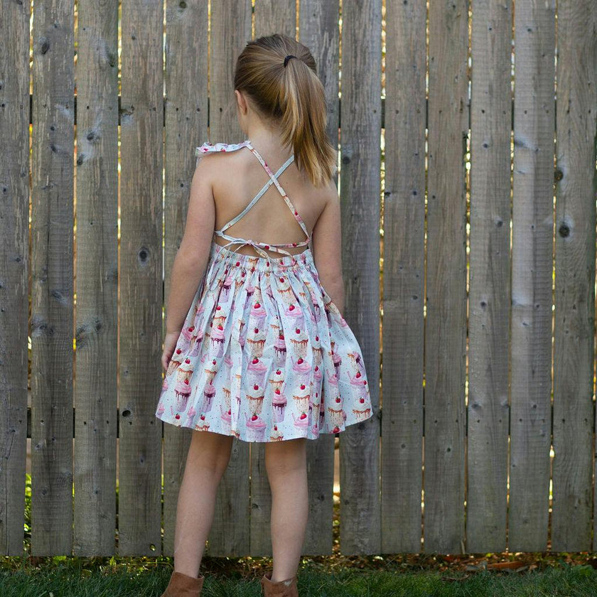 Ruffle Sleeve Dress in Milkshakes