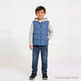 Hooded Puffer Vest Jacket | Heather Blue