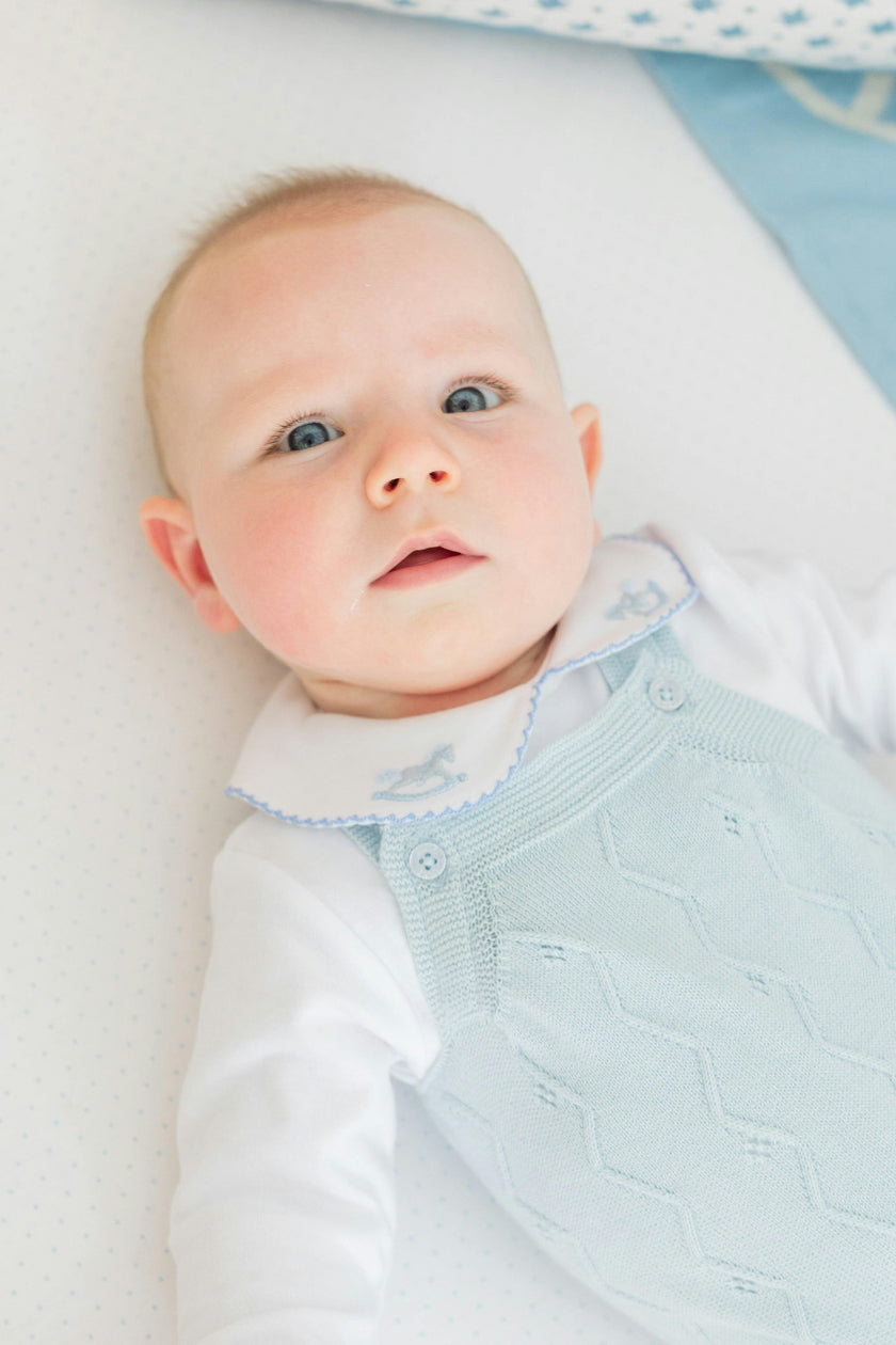 Pima Crib Sheet - Blue Micro Dot