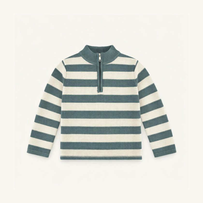 Boys' Half Zip Sweater in Blue Stripe