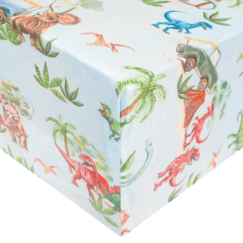 Premium Knit Fitted Crib Sheet - Dino Explorer