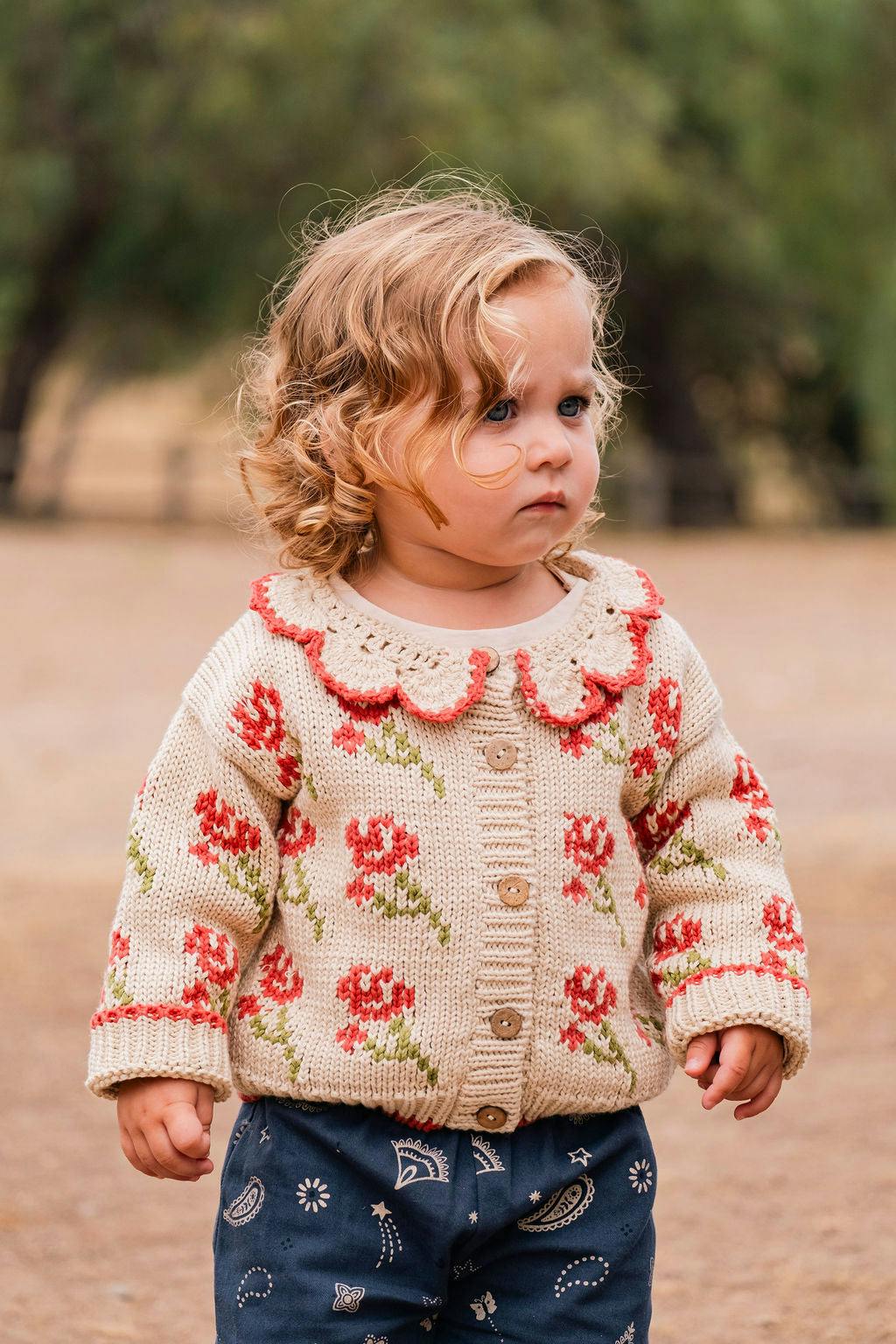 Ines Cardigan in Rouge Bloom